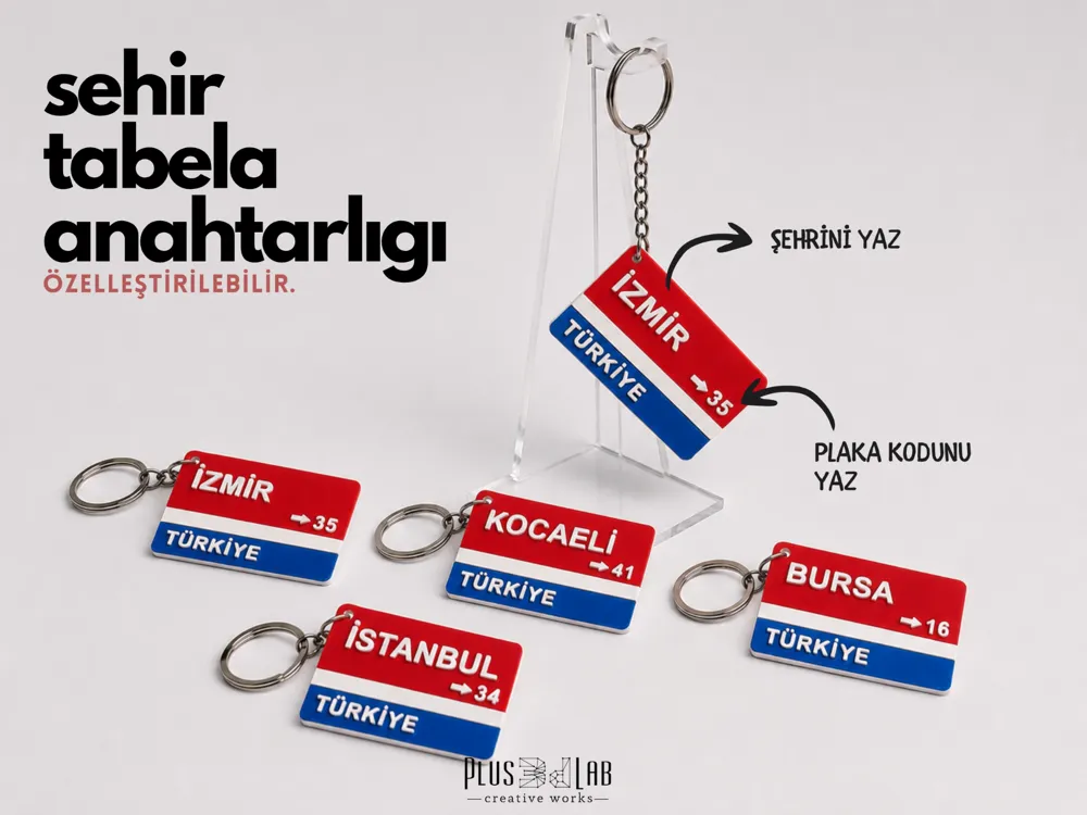 özelleştirilebilir şehir anahtarlığı